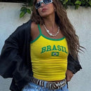Regata Baby look Brasil Tipo Gringa feminina Estampado