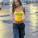 Regata Baby look Brasil Tipo Gringa feminina Estampado